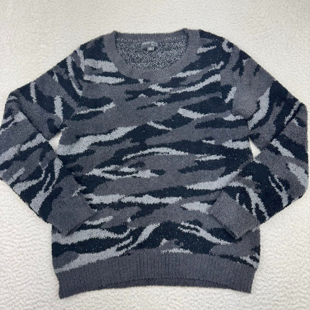 Barefoot Dreams CozyChic Seaside Pullover Sweater Women's Carbon Camo Medium